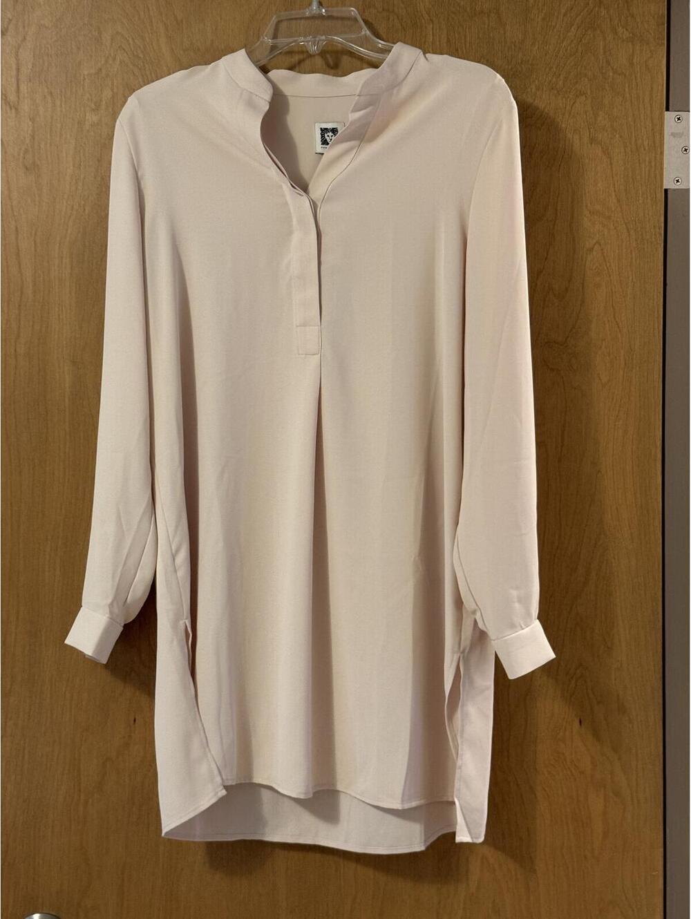 NWT Anne Klein Crema Popover Tunic Blouse Long Sleeve Women's Small - Picture 1 of 7